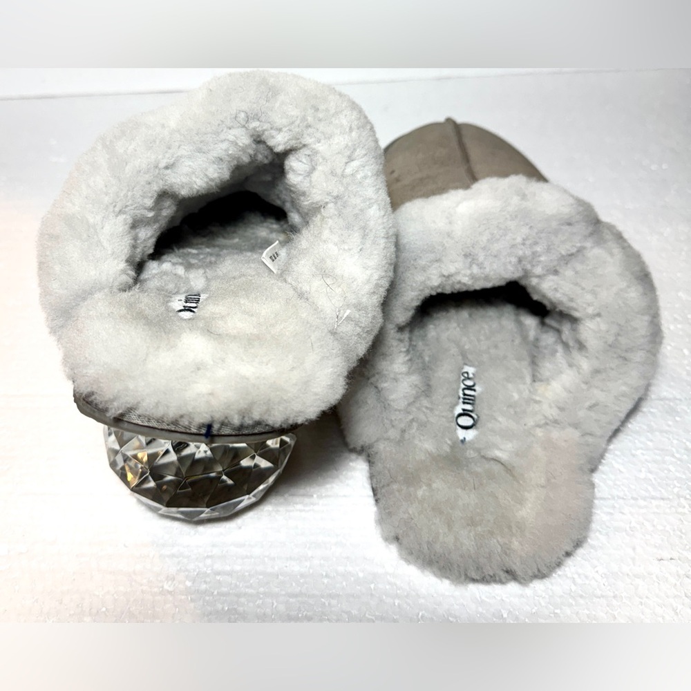 Quince Women's Cozy Grey Shearling Slippers - Picture 9 of 17